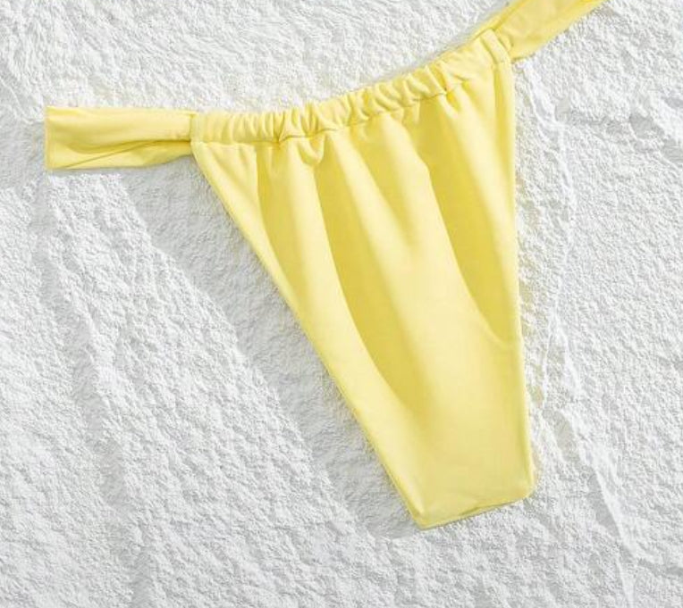 Yellow beaded flora bikini