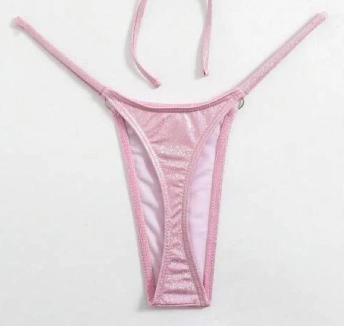 Pink sparkle beaded flora & leaf Micro & standard bikini