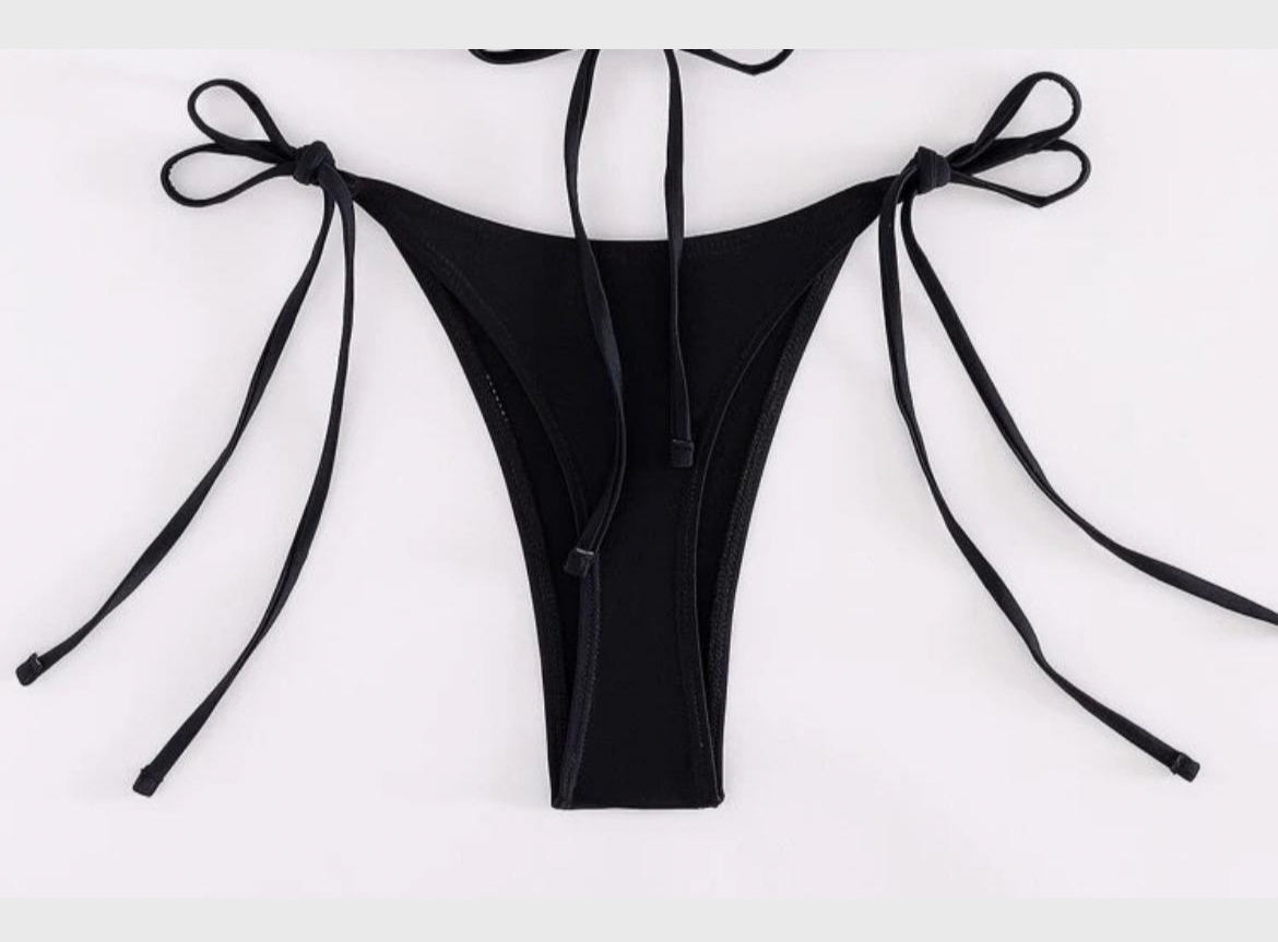 Black pearl bow bikini