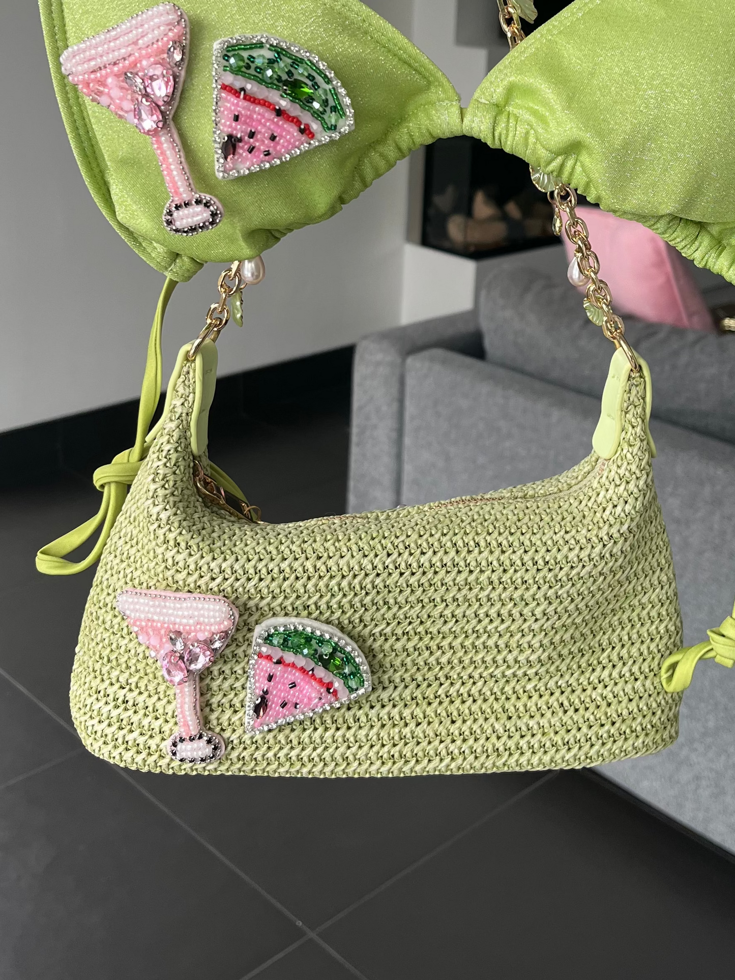 matcha melon martini charm Bag