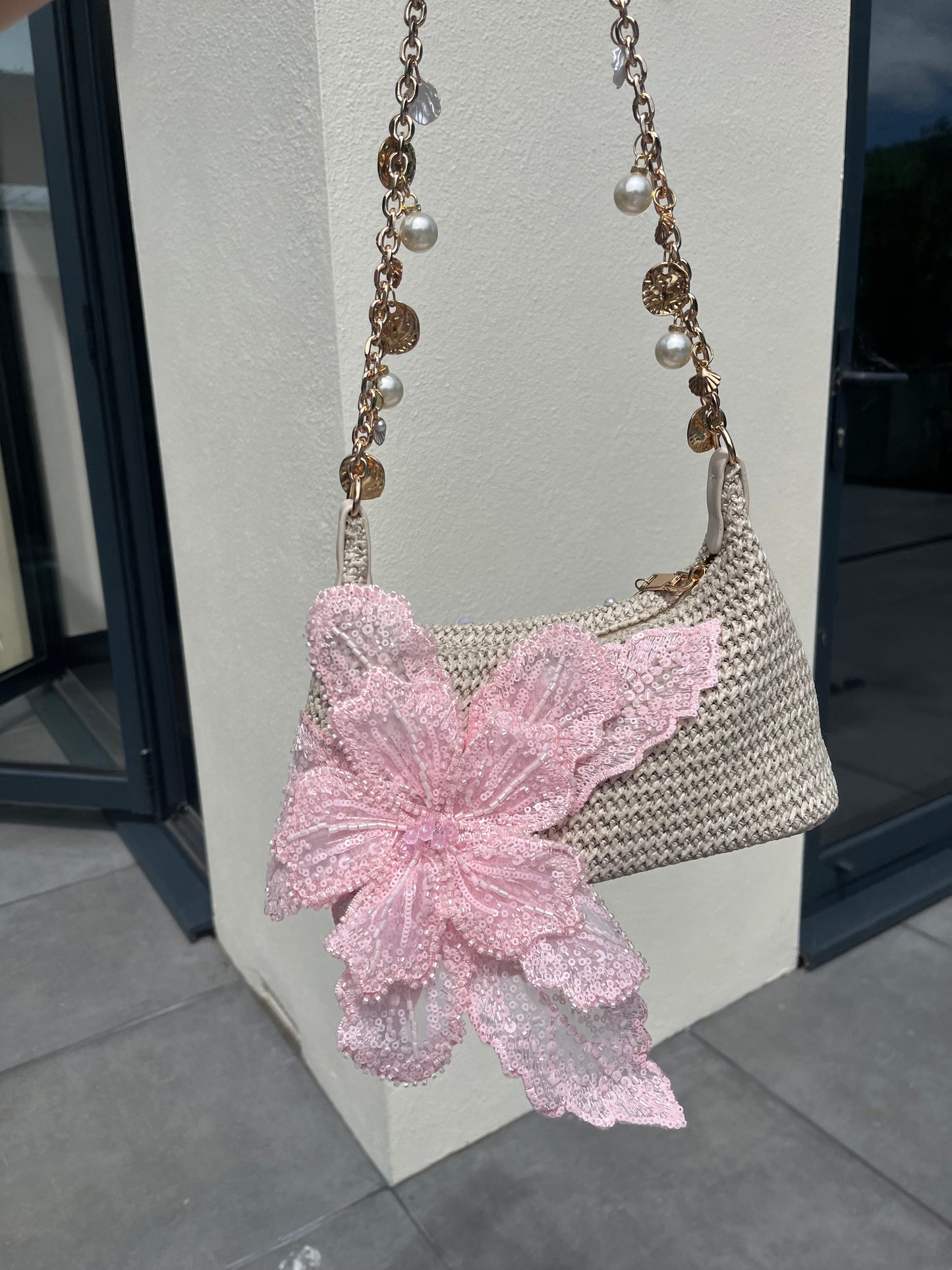 Beige pink Gracie shoulder bag