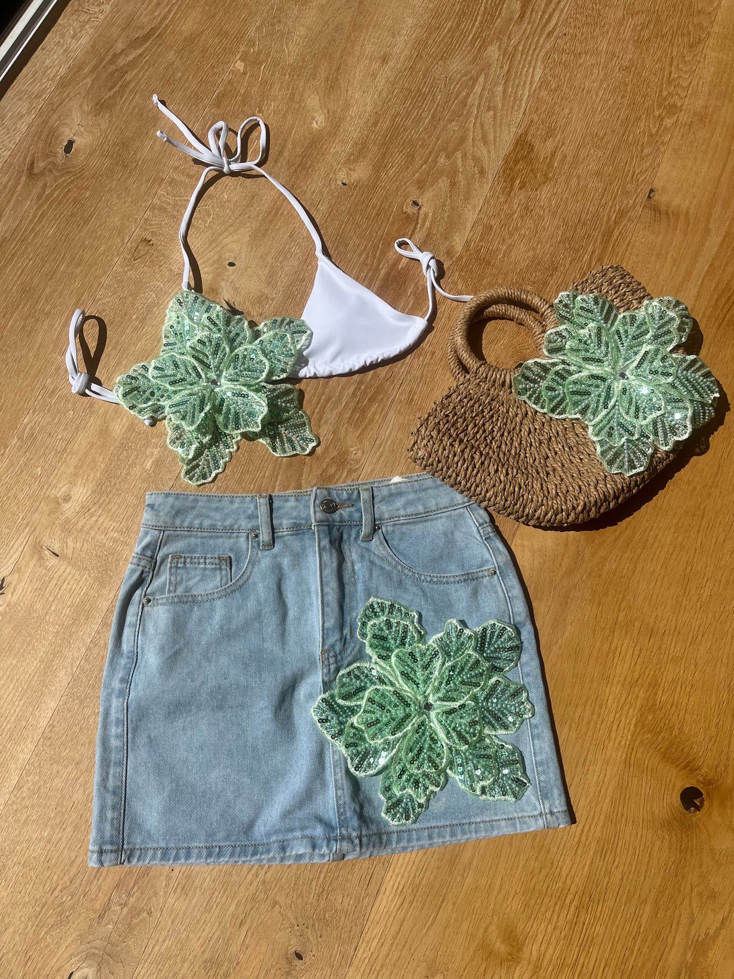Pearled Mint Gracie beach bag