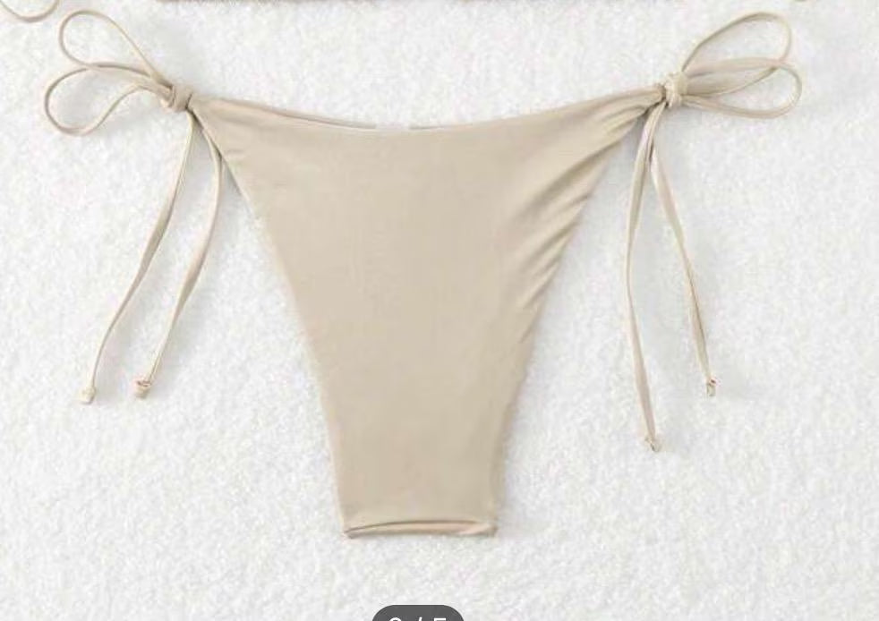Beige beaded summer fruits bikini