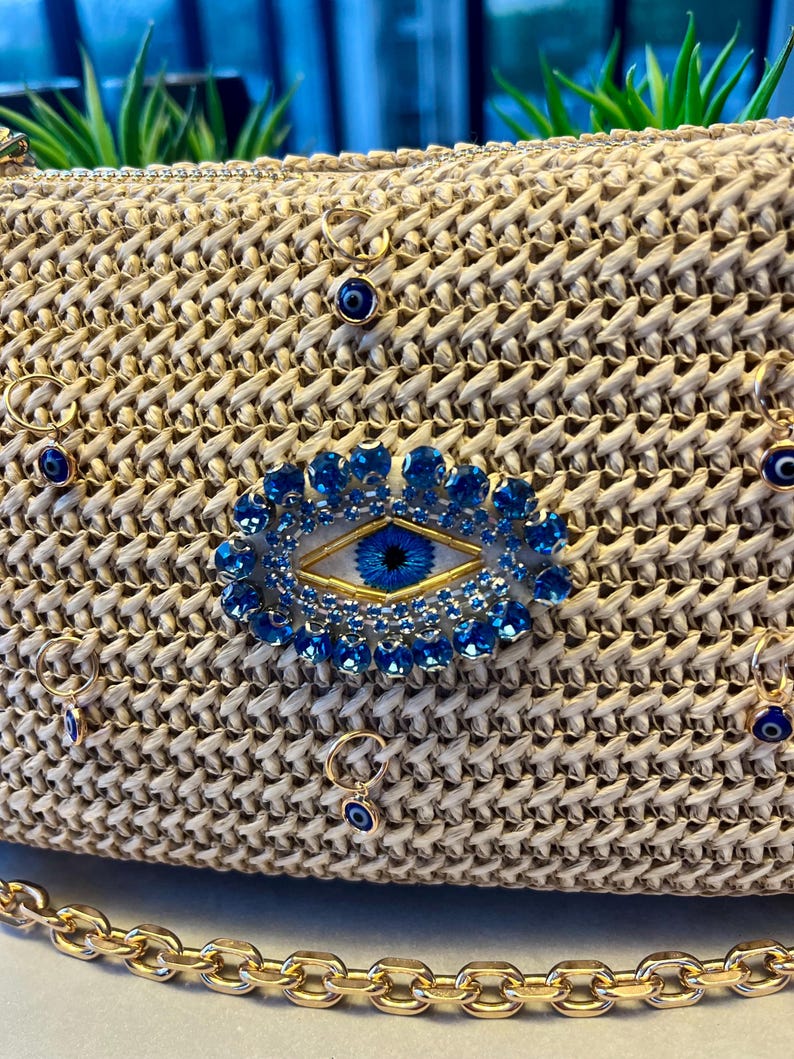 Beige Evil Eye charm bag
