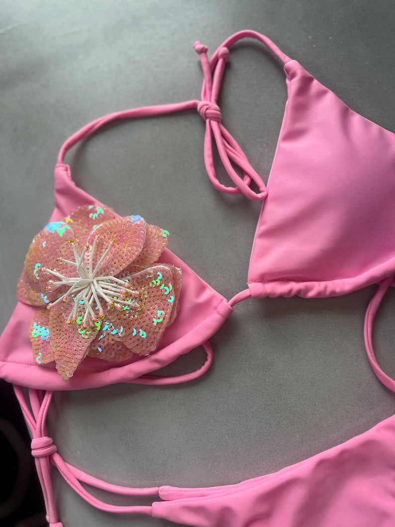 Pink flora bikini