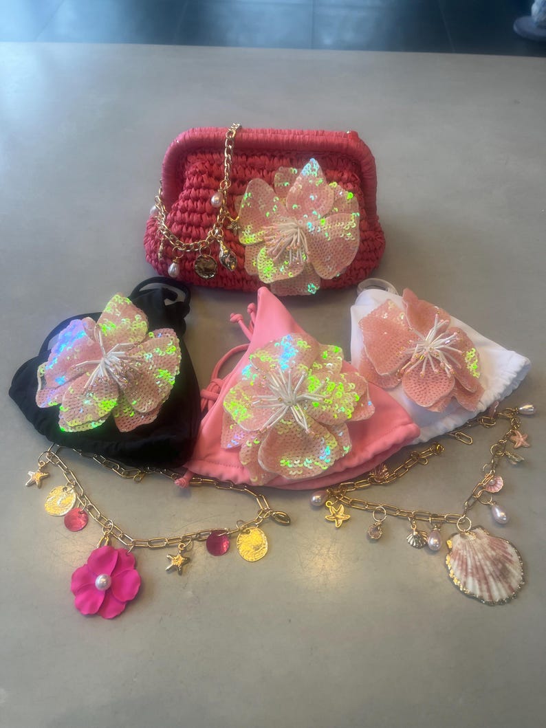 Dark pink flora charm bag