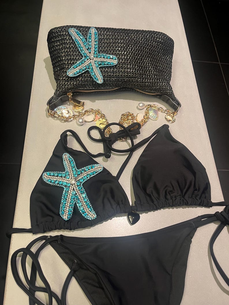 Black / blue Gem starfish bikini