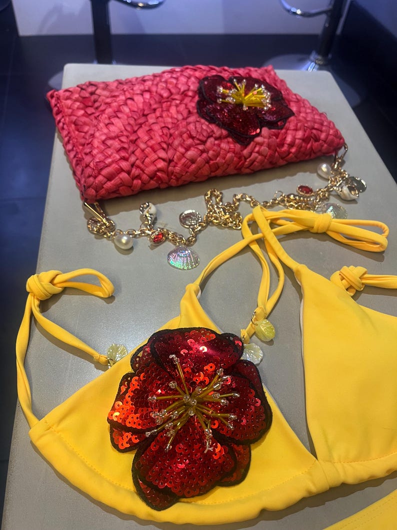 Yellow / red flora bikini