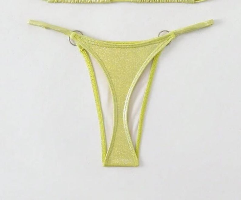 Yellow sparkle / pink flora bikini
