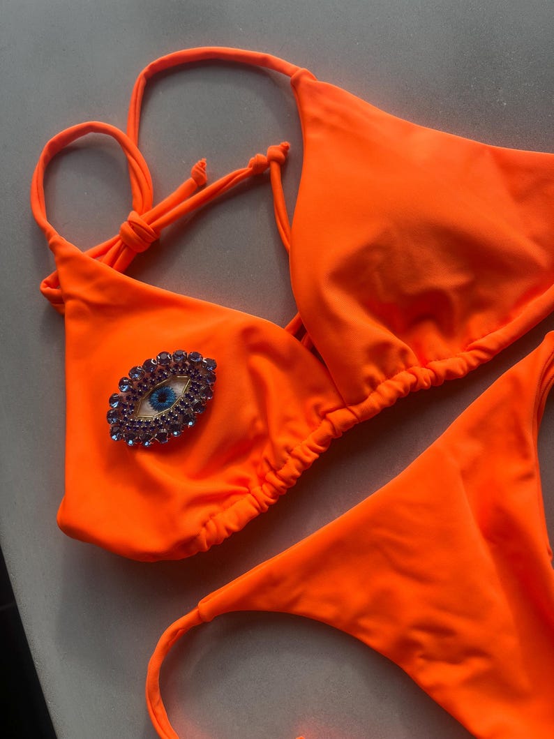 Orange evil eye bikini