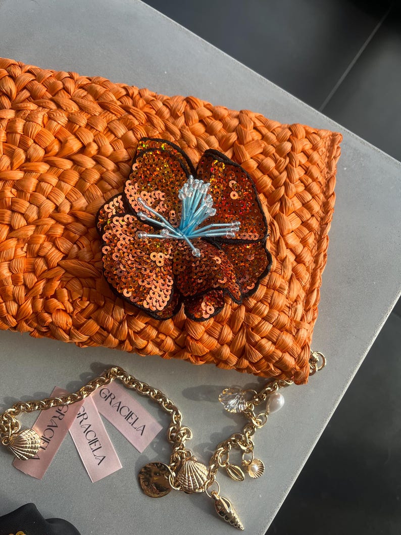 Orange / Dark orange flora charm bag
