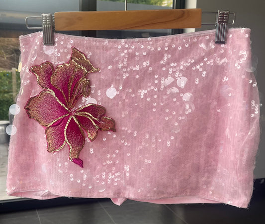 Pink blossom sequin skort