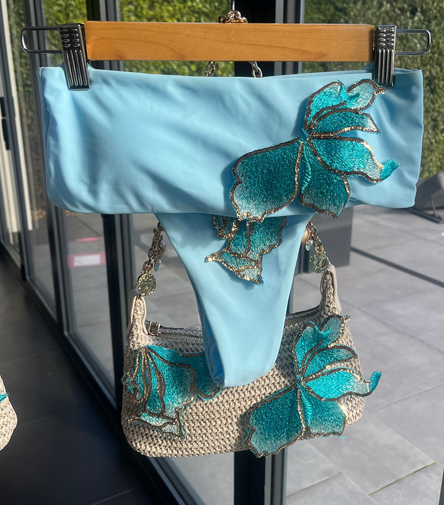 Blue Ocean blossom bandeau bikini