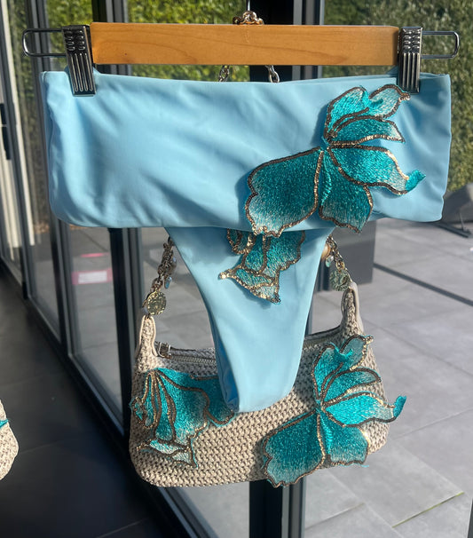 Blue Ocean blossom bandeau bikini