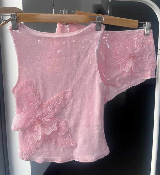 Pink Gracie sequin tank and shorts SET