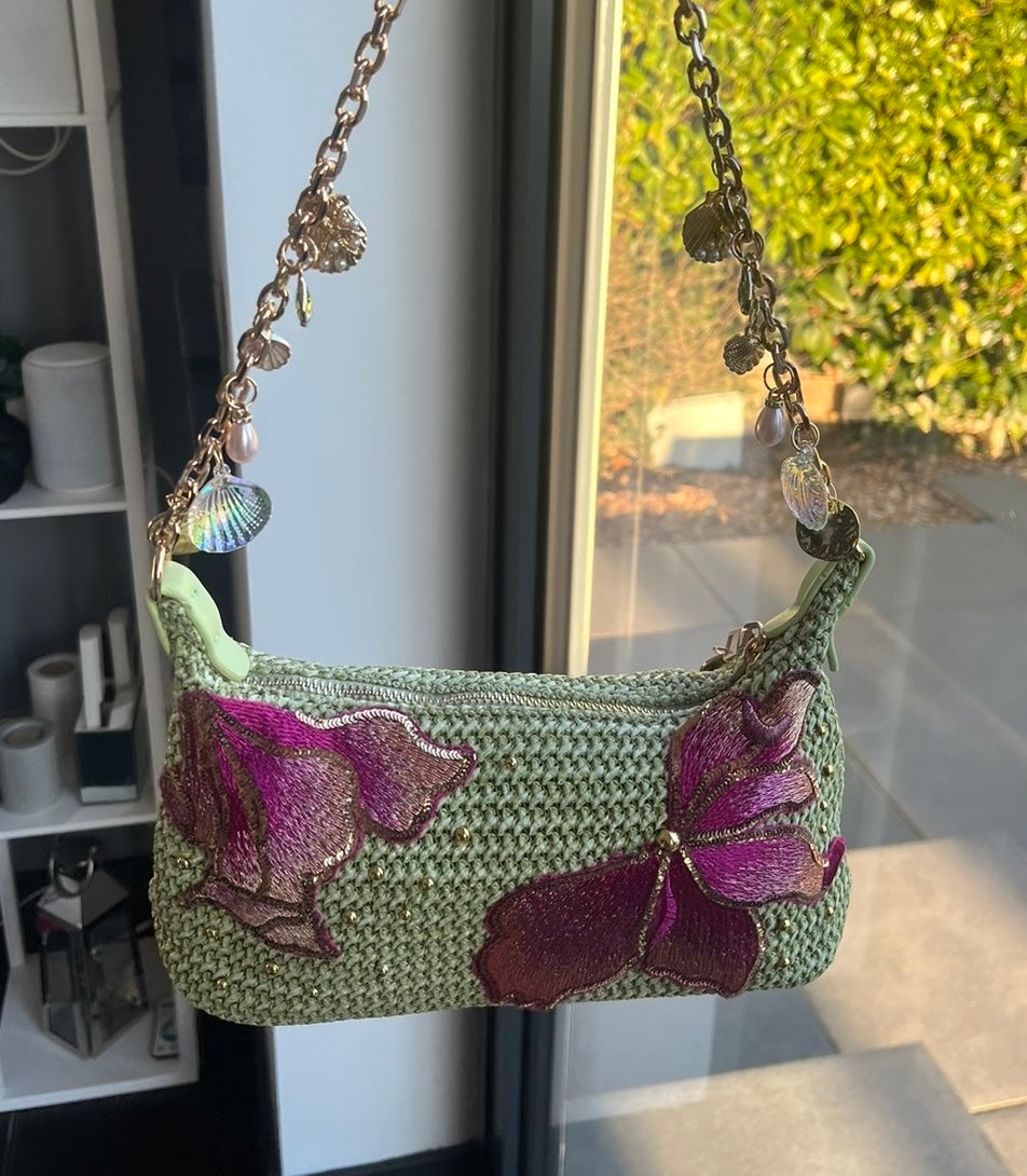 Matcha pink blossom charm bag