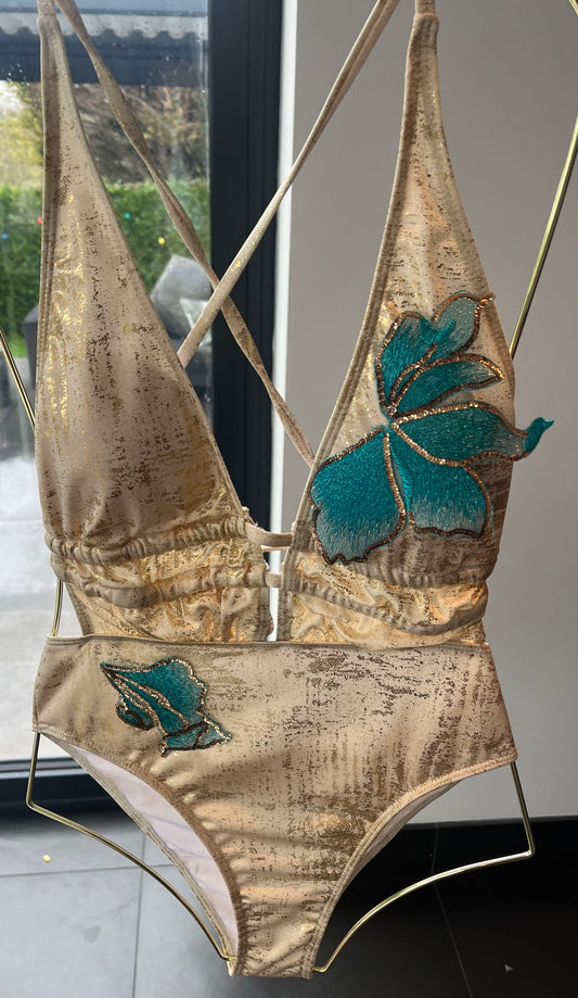 Beige Ocean blossom One piece swimsuit