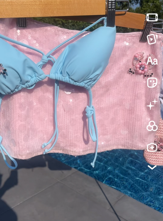 Pink beaded crab sequin skort