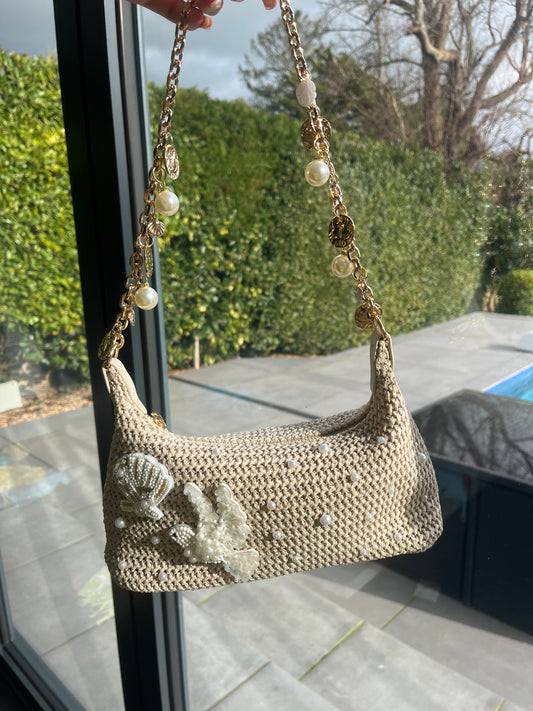Beige bridal charm bag