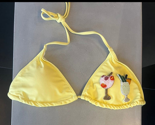 Yellow beaded cocktails bikini