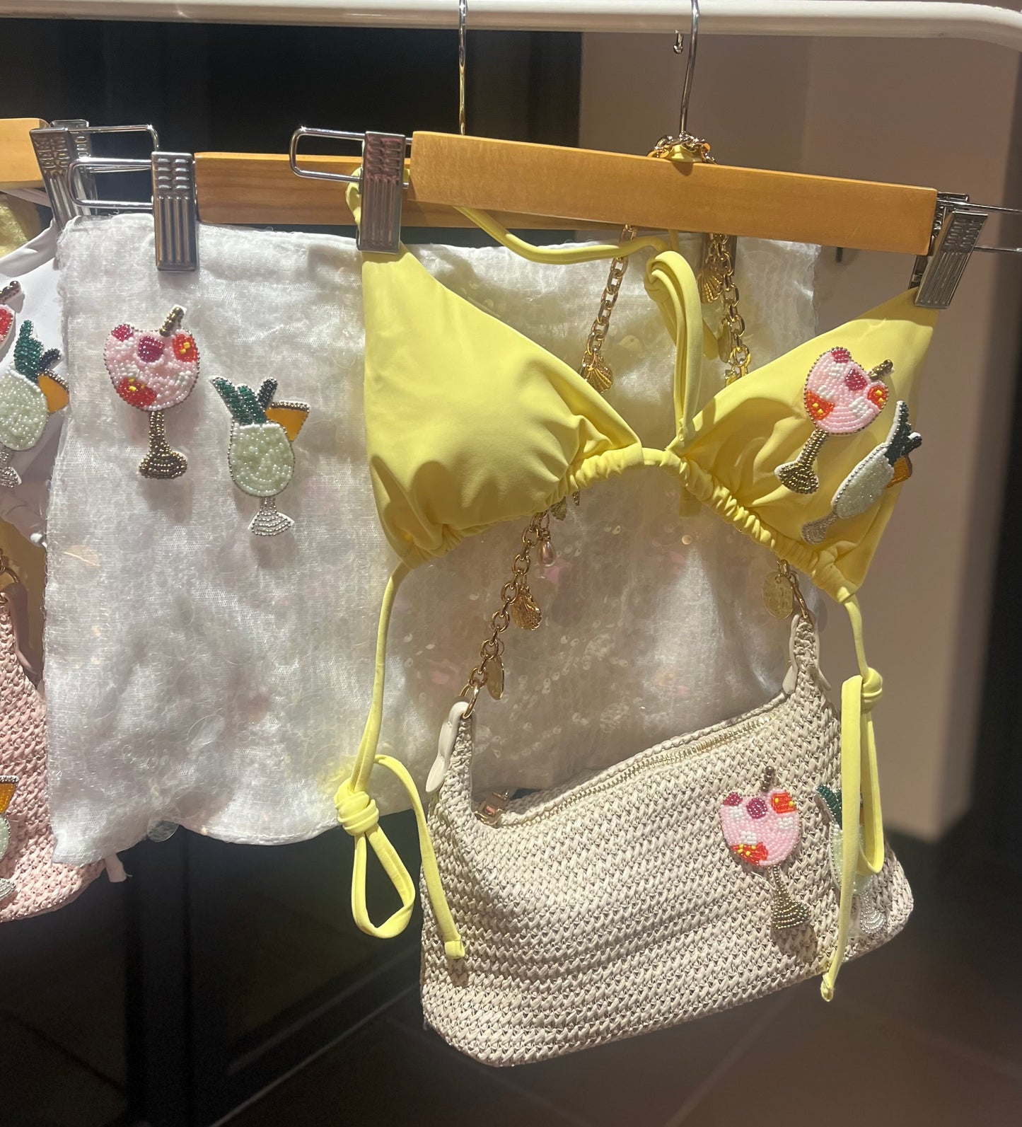 Yellow beaded cocktails bikini