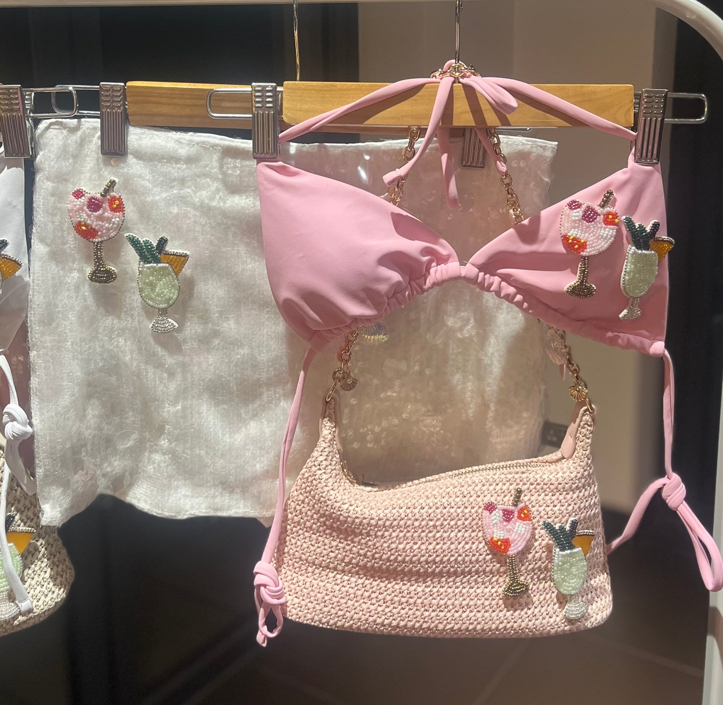 White beaded cocktails sequin skort