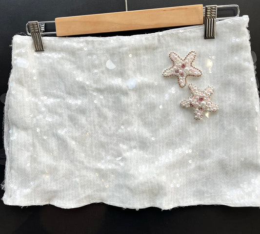 White pearl starfish sequin skort
