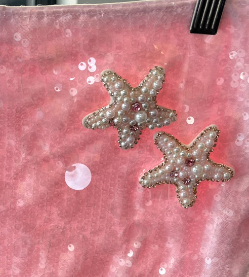 Pink pearl starfish sequin skort