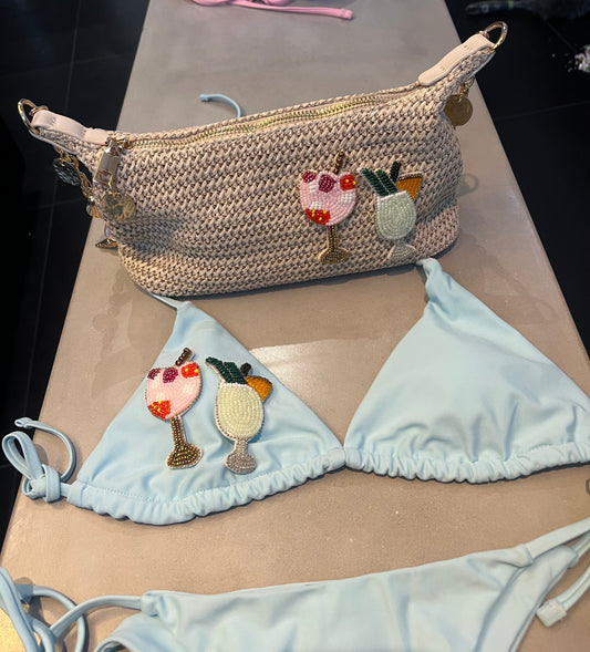 Blue beaded cocktails bikini
