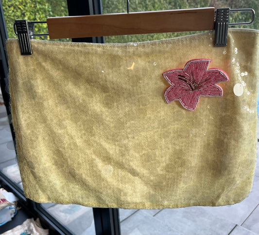 Yellow beaded flora sequin skort