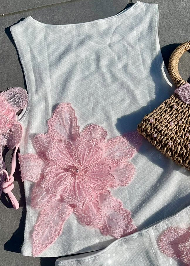 White/pink Gracie sequin tank ONLY