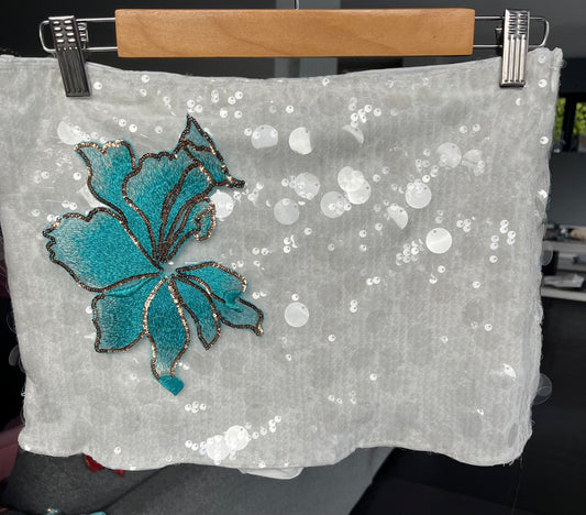 White Ocean blossom sequin skort