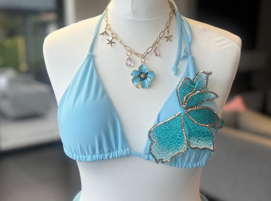 Blue ocean blossom bikini