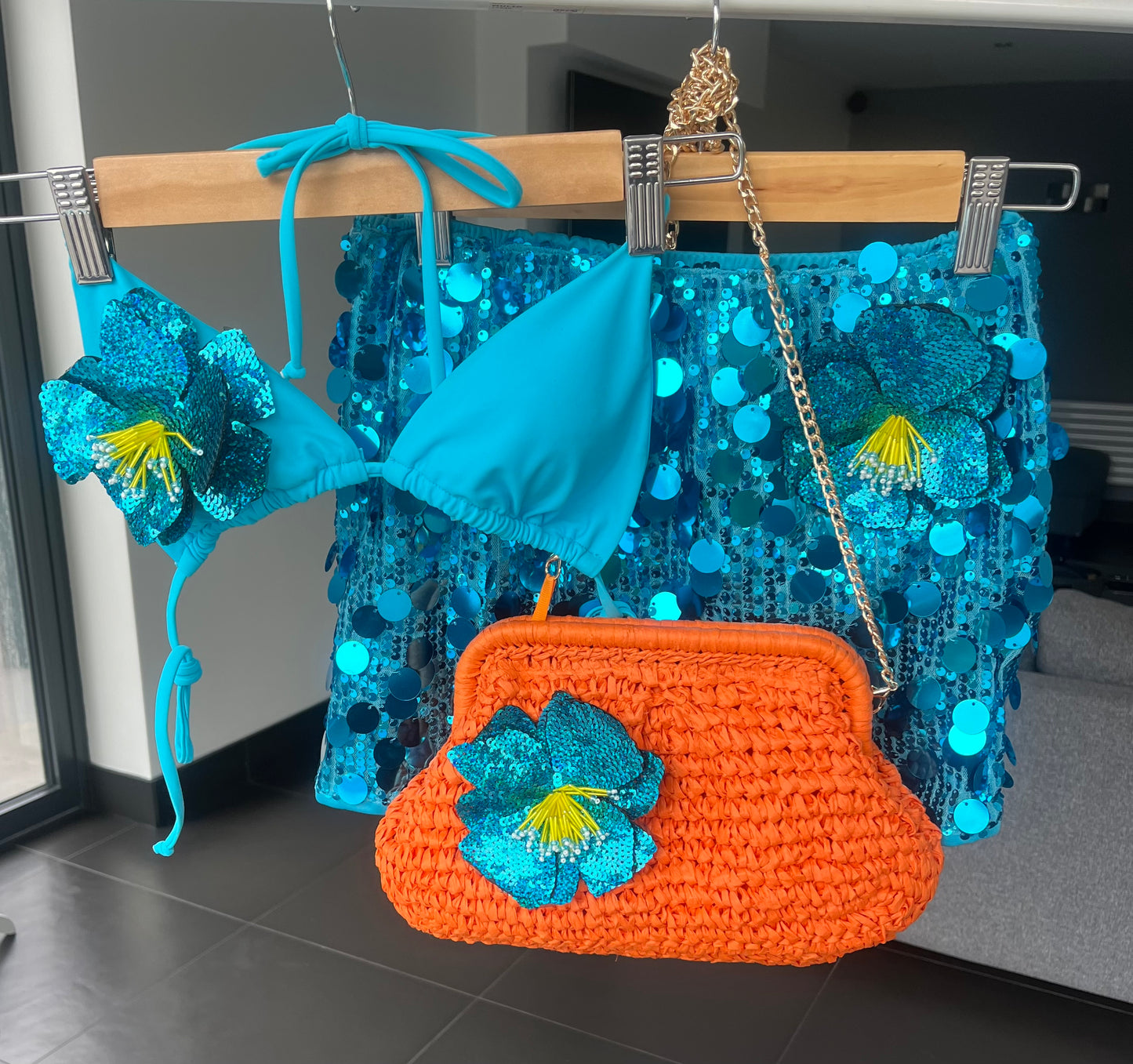 Turquoise flora bikini