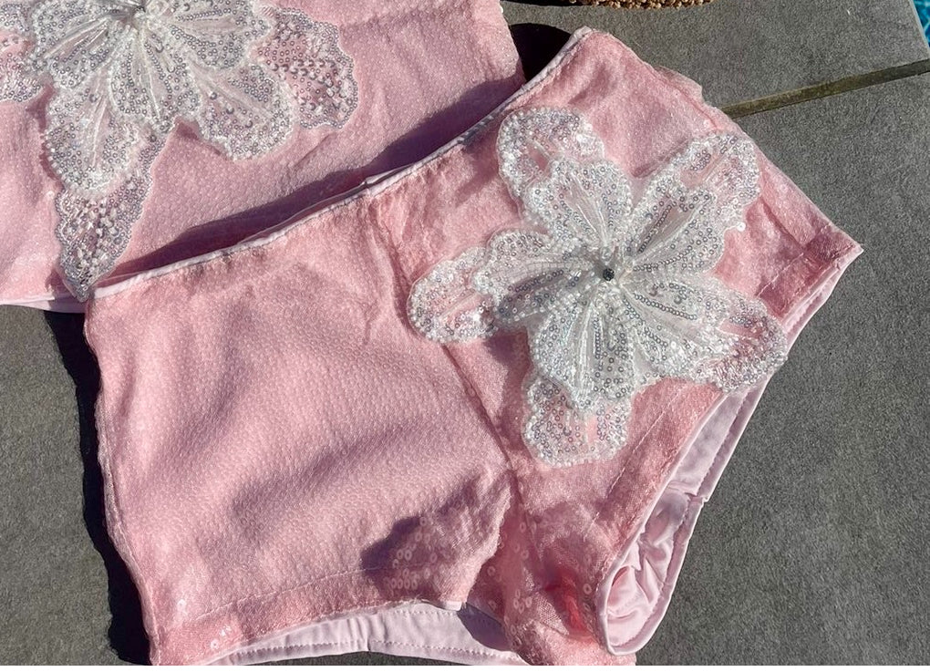 Pink / white Gracie sequin shorts ONLY