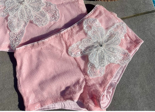 Pink / white Gracie sequin shorts ONLY