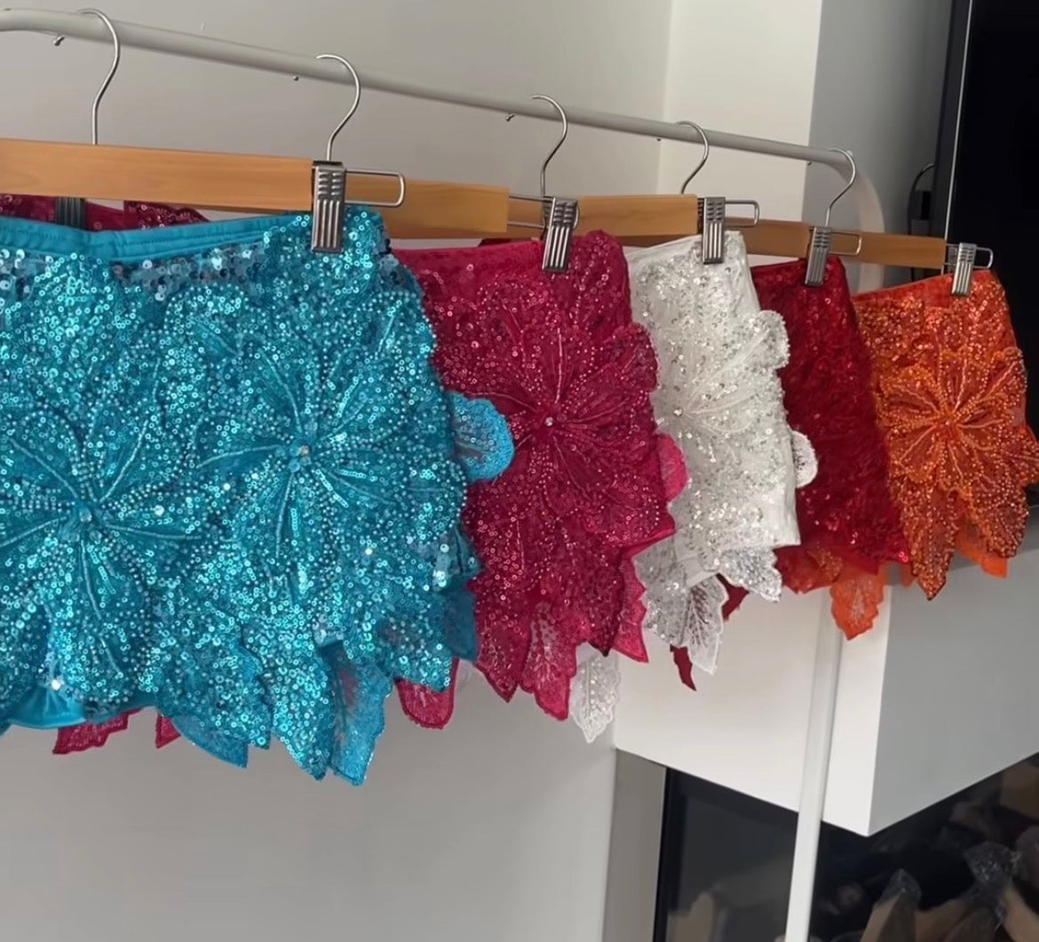 blue Gracie sequin shorts