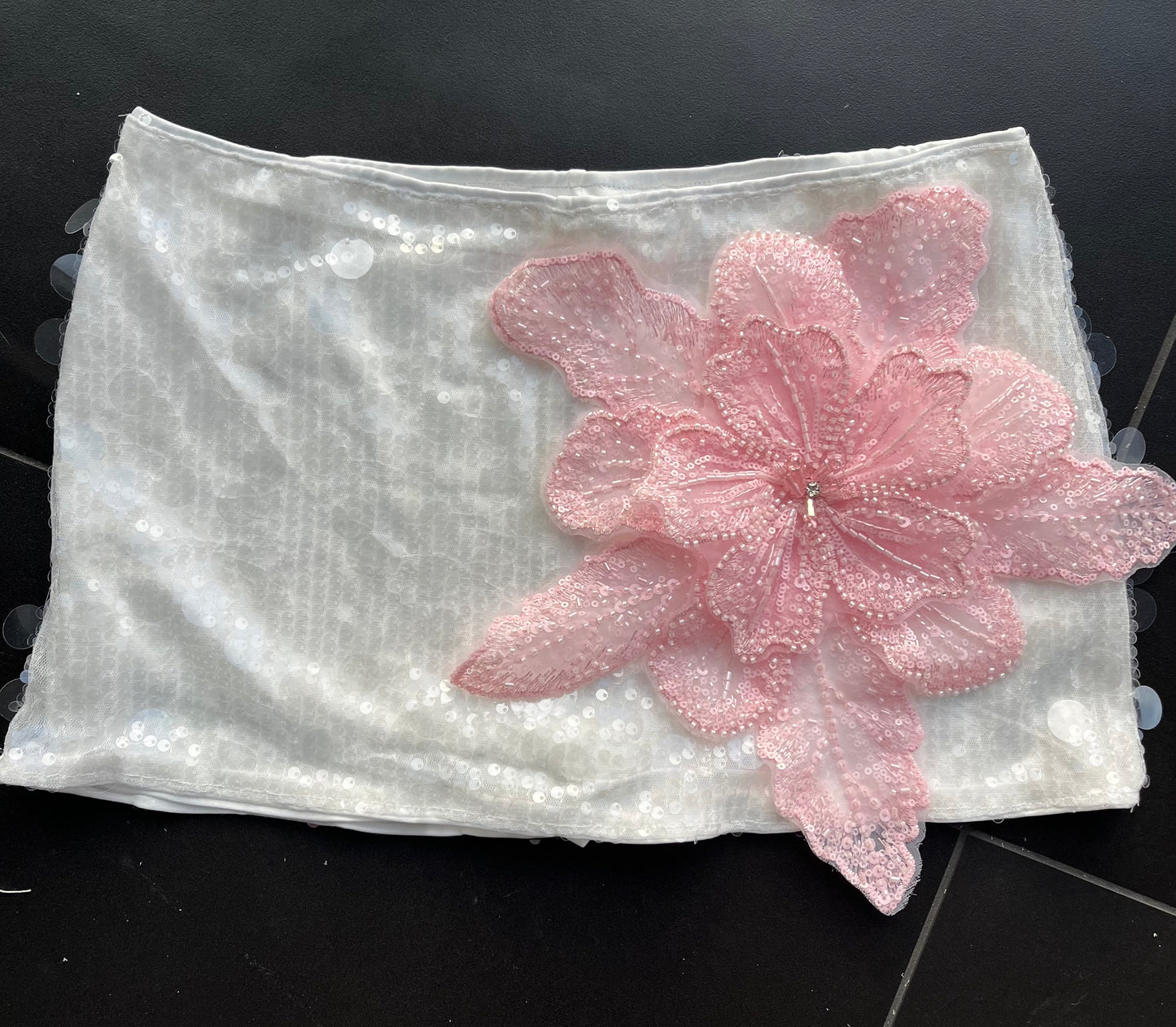 White/pink Gracie sequin skort