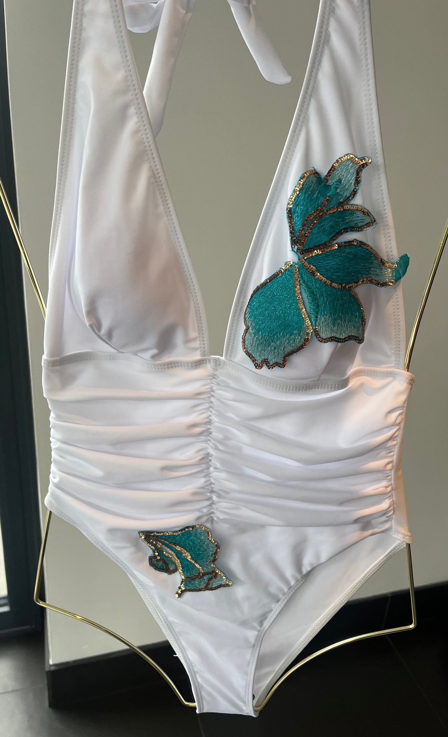 White Ocean blossom one piece swimsuit