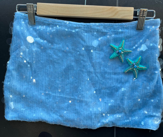 Blue double blue starfish sequin skort