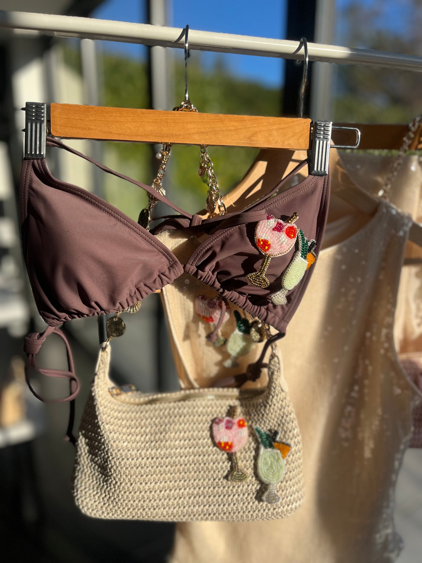 Coco Brown beaded cocktails bikini