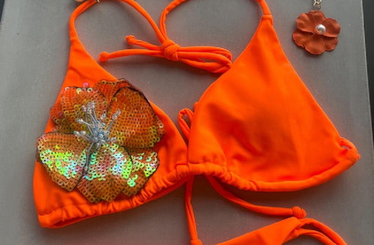Orange flora bikini