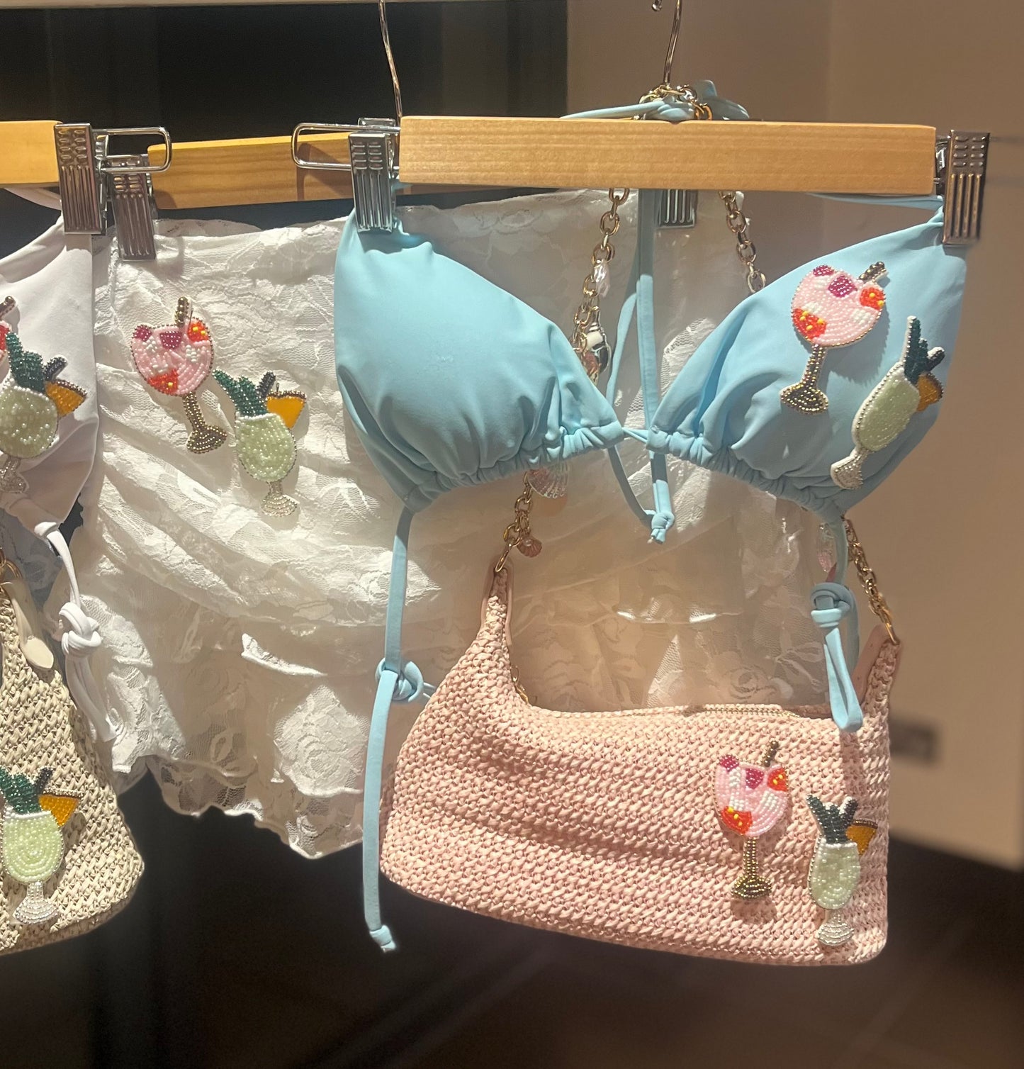 Blue beaded cocktails bikini