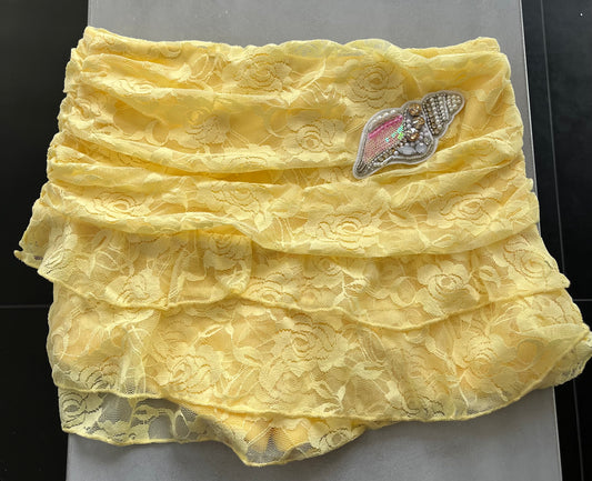 Yellow beaded shell lace skort