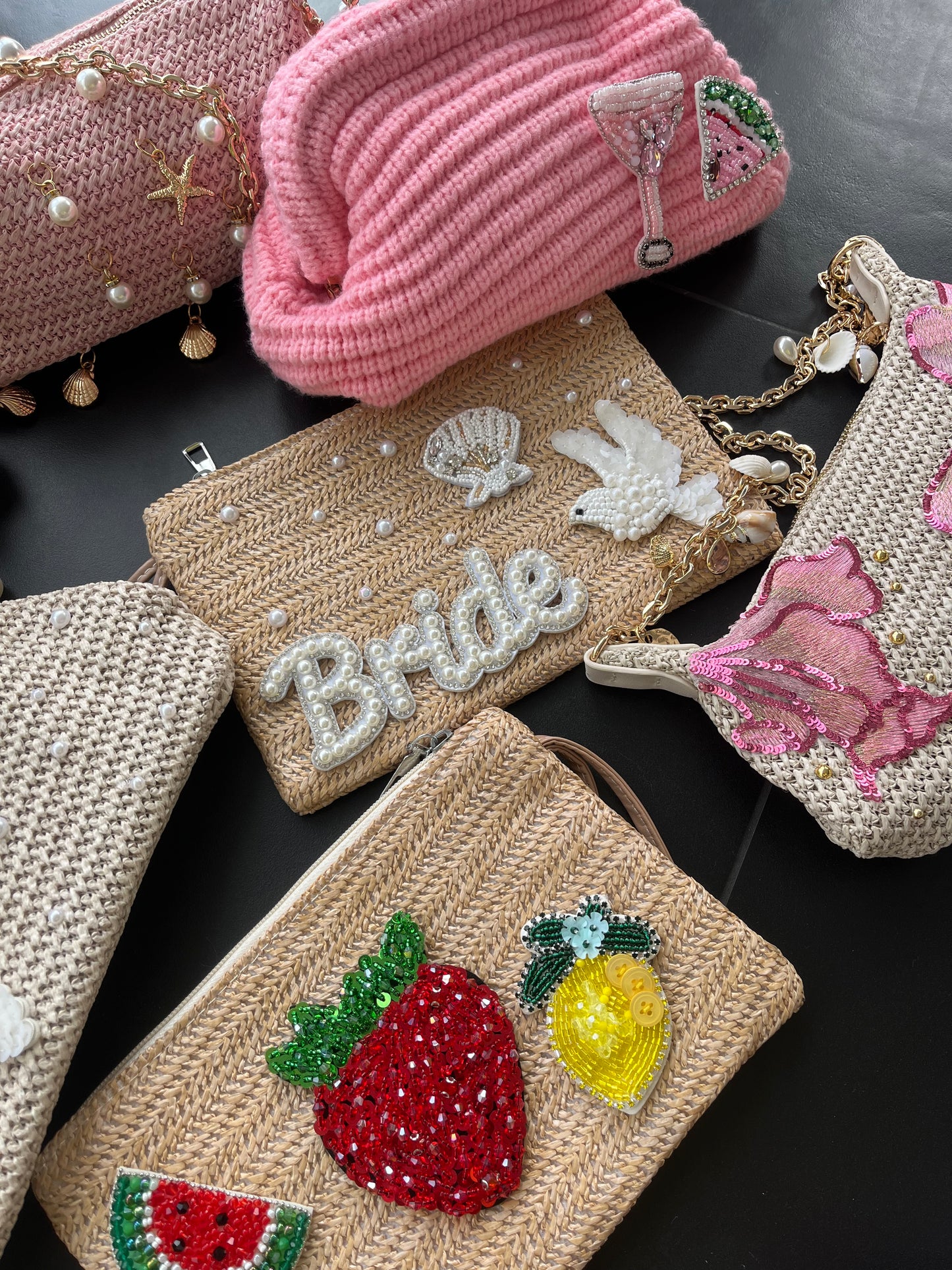 Beige bridal pouch / clutch bag