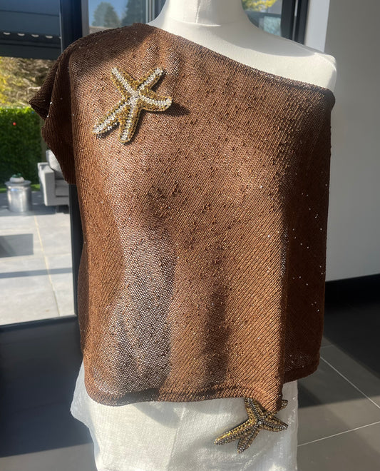 Brown Gold Gem starfish poncho cover up