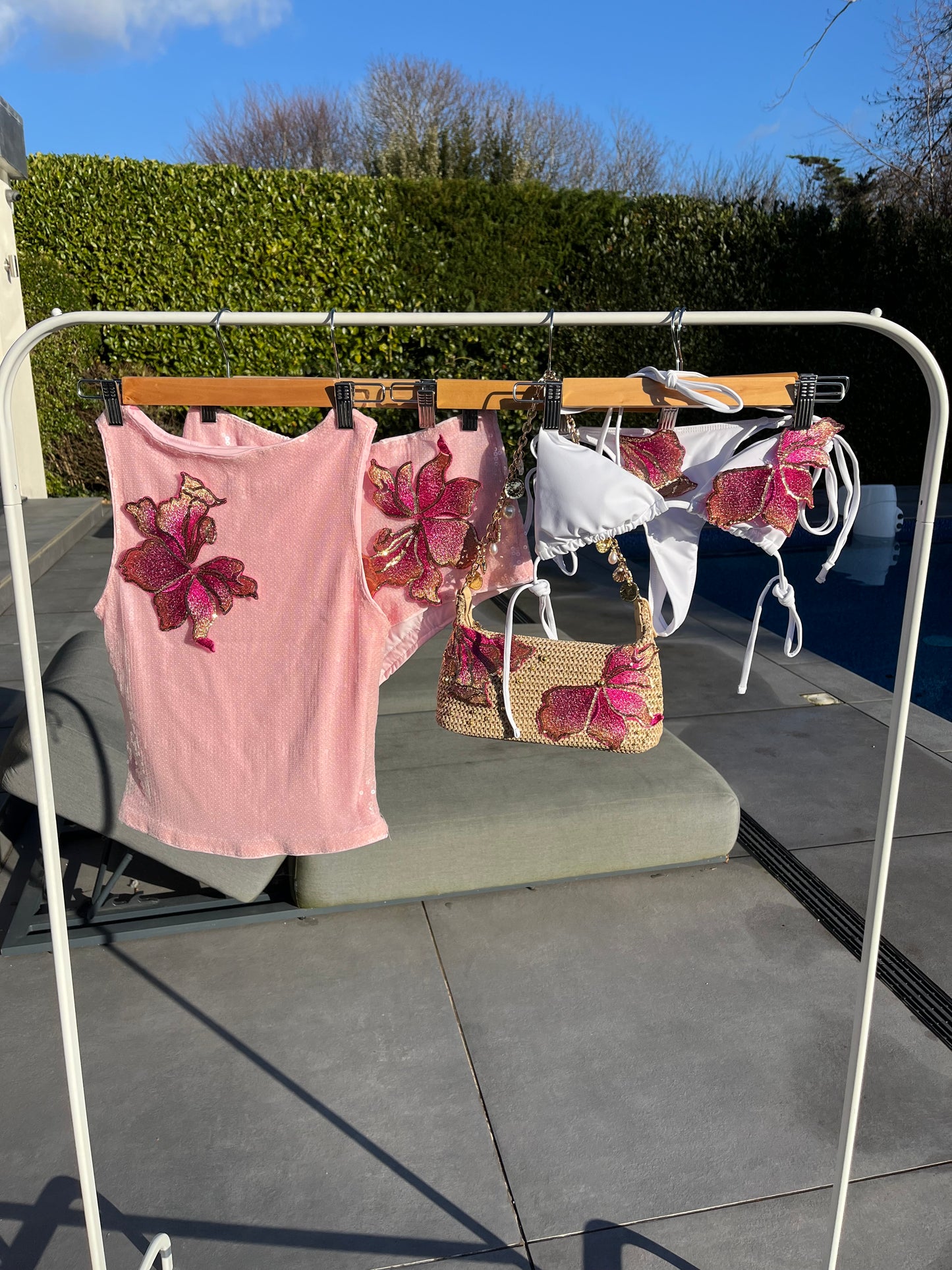 White pink blossom bikini