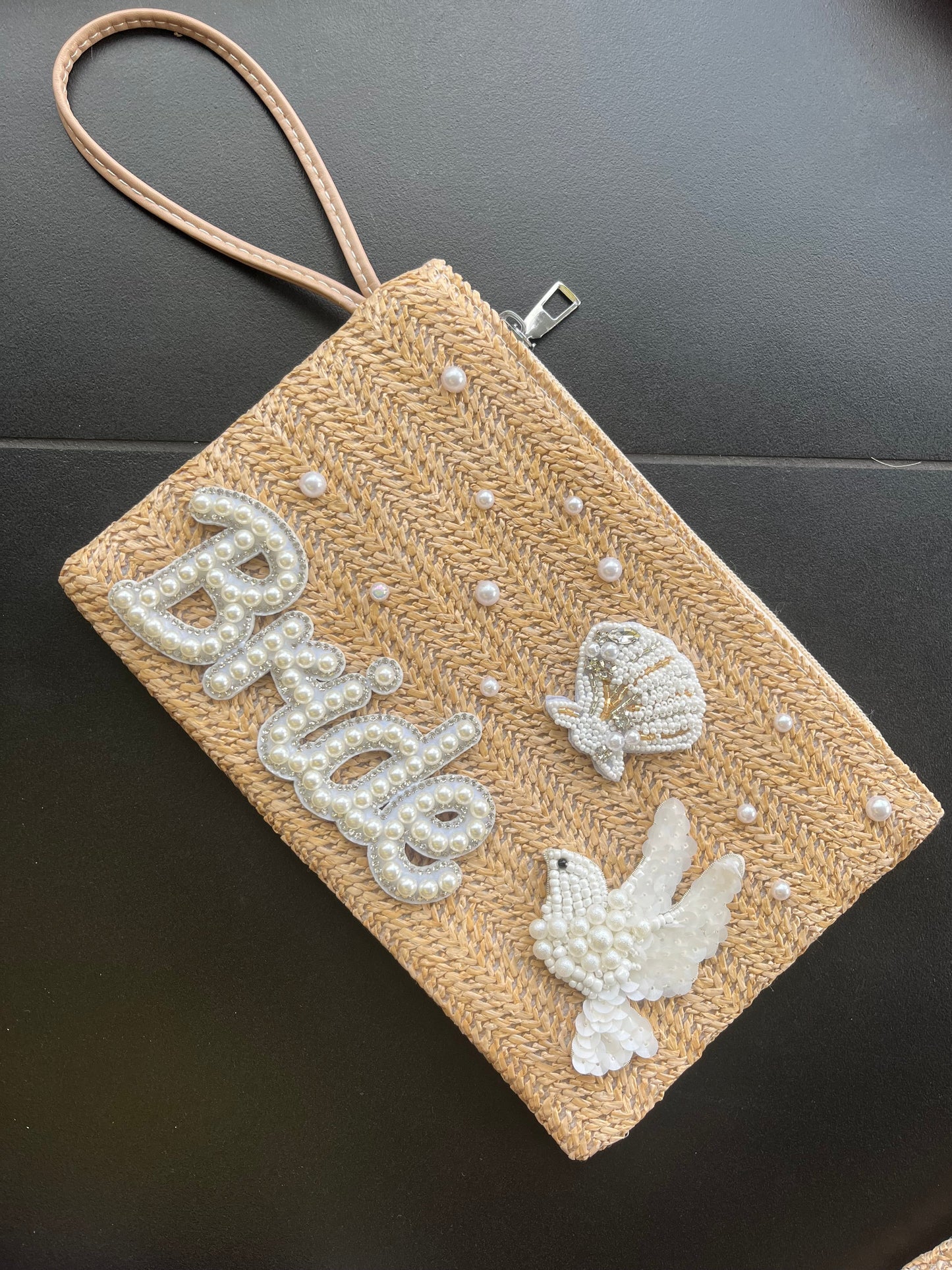 Beige bridal pouch / clutch bag