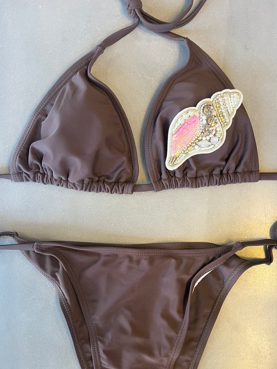 Coco Brown beaded shell bikini