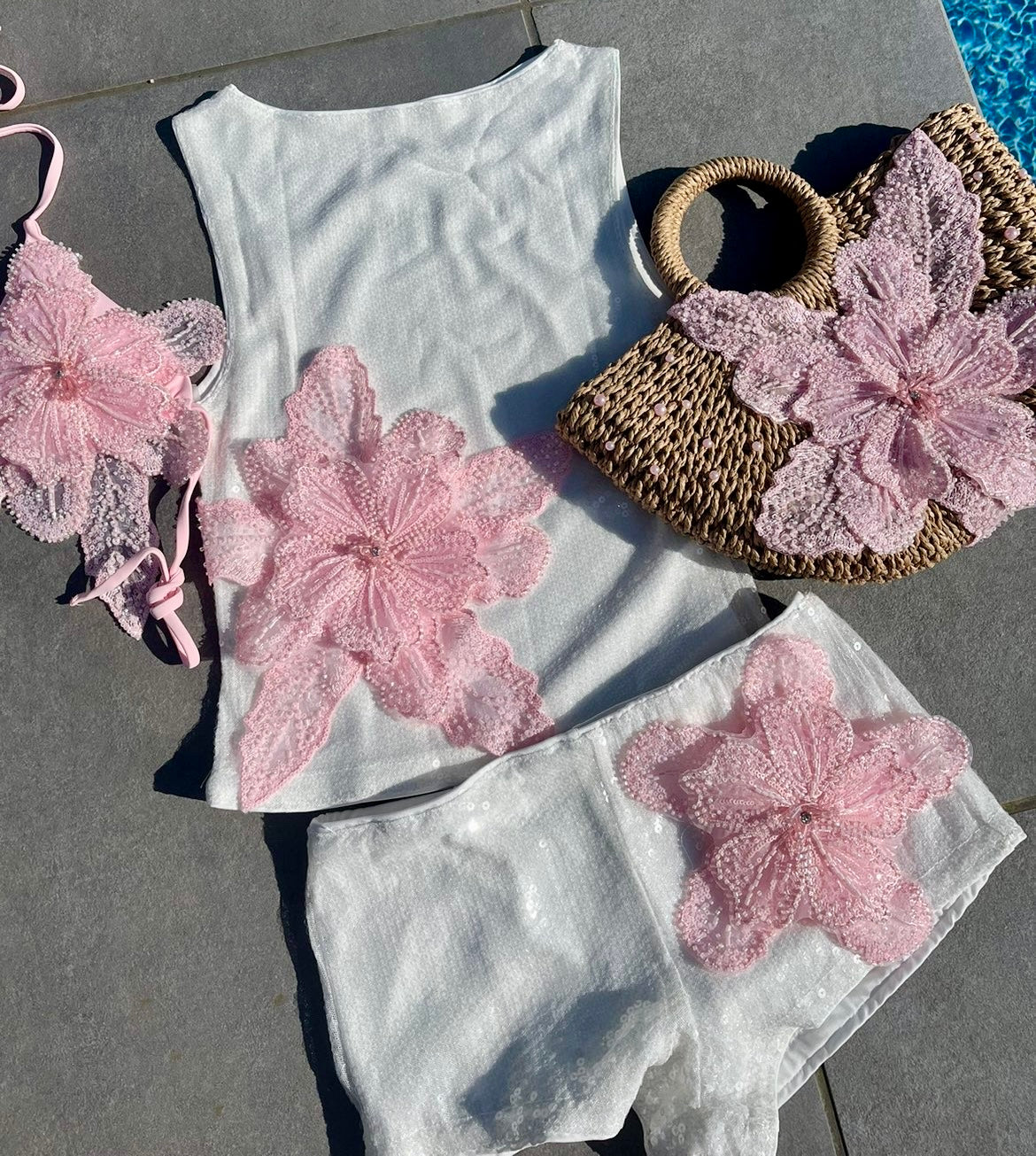 White/pink Gracie sequin tank ONLY
